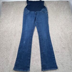 Indigo Blue Maternity Jeans Medium Wash Bootcut Over Belly Panel Size M